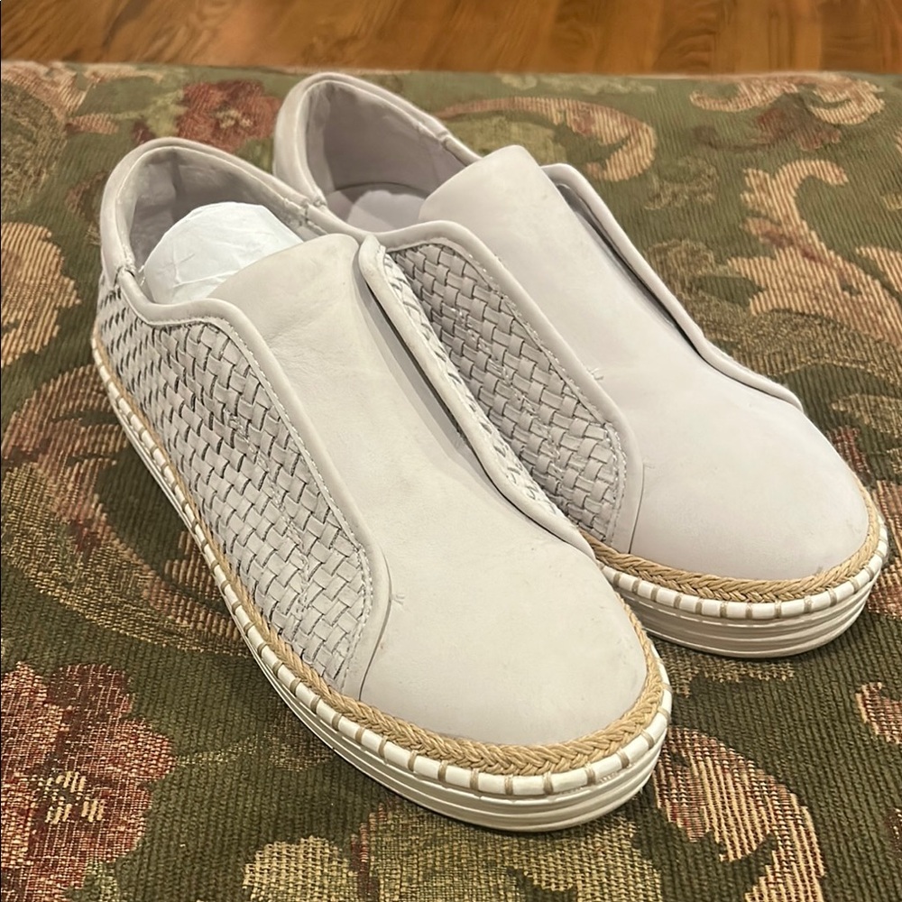 J/SLIDES NYC KAYLA Women's Woven Nubuck Slip-On Sneakers - White